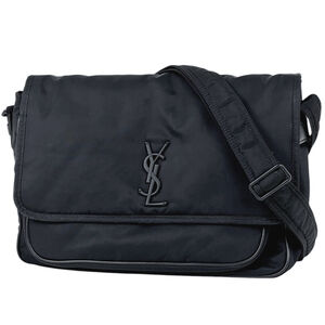 Yves Saint Laurent logo shoulder bag, messenger nylon, black, women's.